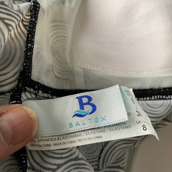 Baltex Women's Black and White Geometric Swirl Print Tankini Top‎ Size 6 - Picture 5 of 9